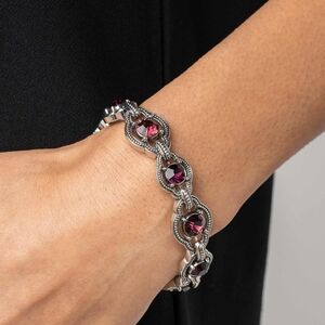 Elegant Silver and Purple Vintage-style Bracelet